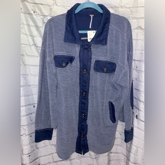 NWT Free People Ruby Shacket - Navy/Oceana Blue - Oversized - XS & Medium - Picture 7 of 17